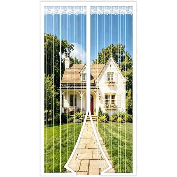 Moskytiéra Diker 150 x 210 cm bílá magnetická na dveře s krajkovou síťkou