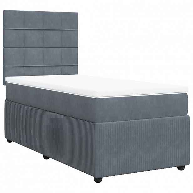 vidaXL Box spring postel s matrací tmavě šedá 100x200 cm samet