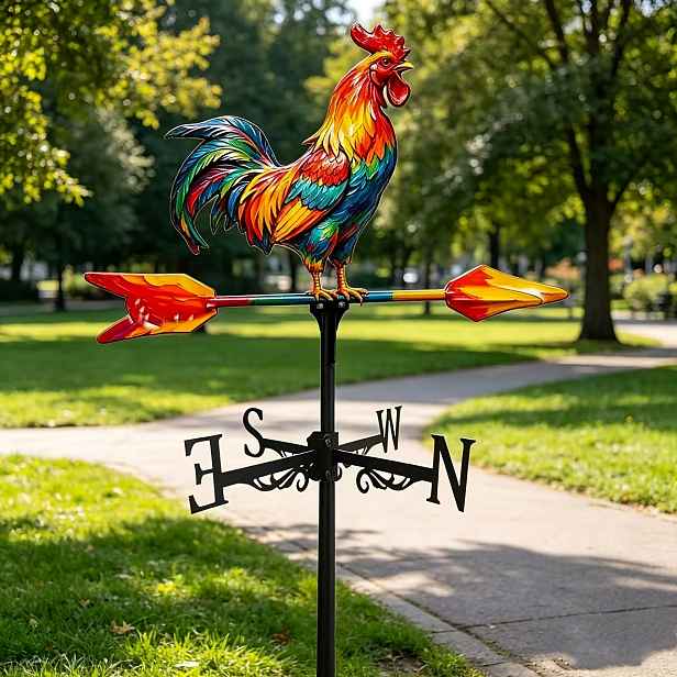 TEMU 1 ks Barevná kovová větrná rohovka s kohouta, pro oplocení statku / skleník / stodolu / park / okraj silnice / zahradní terasu, univerzální