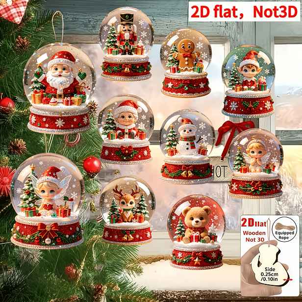 TEMU 2D ploché, sada 10 ks, nové zábavné 2D reliéfní dřevěné domácí závěsné ozdoby, Vánoce, Den , Den otců, vánoční malé dárkové vzory, sváteční