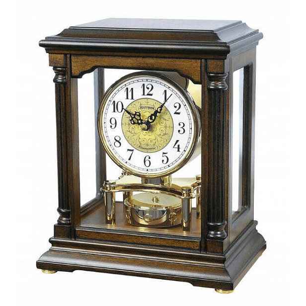 Dřevěné Krbové Hodiny Rhythm CRH176Č.06 Westminster Kuranty 23x28 cm