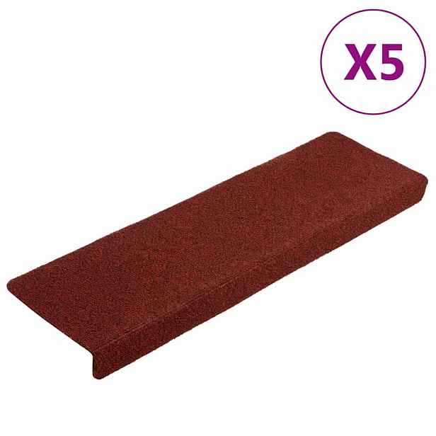 vidaXL Schodové rohože samolepicí 5 ks 65 x 21 x 4 cm bordó červená s obdélníkovým okrajem