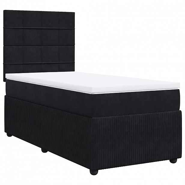vidaXL Box spring postel s matrací černá 100x200 cm samet