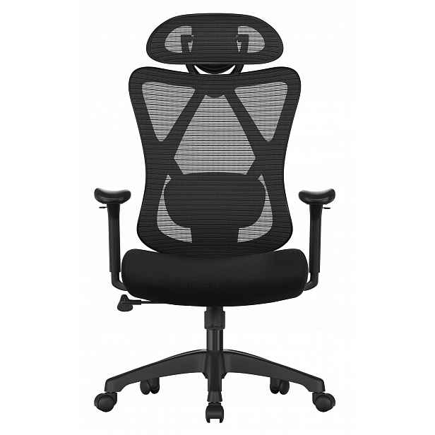 Ergonomická otočná kancelářská židle s bederní opěrkou, černá