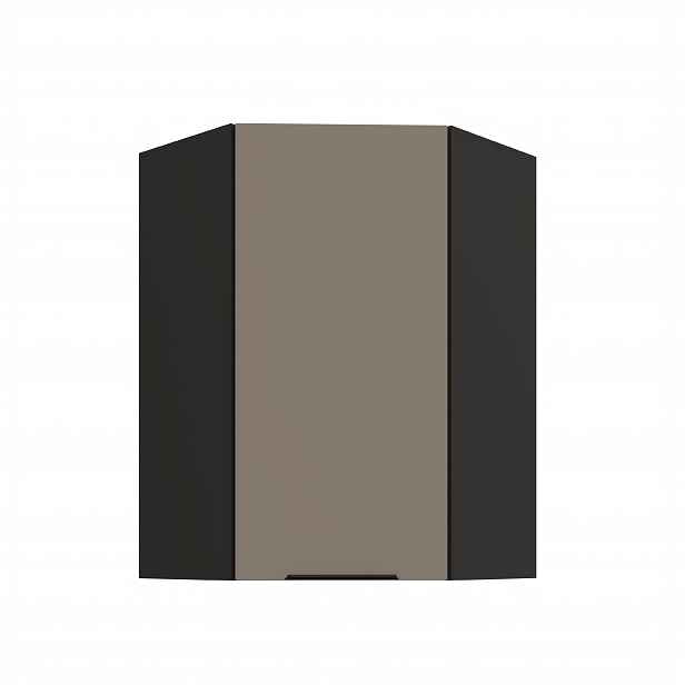 Horní rohová skříňka Aria 60x60 GN-90 1F (45°) Barva korpusu: Černá, Barva dvířek: TA - Sandgrau AFM