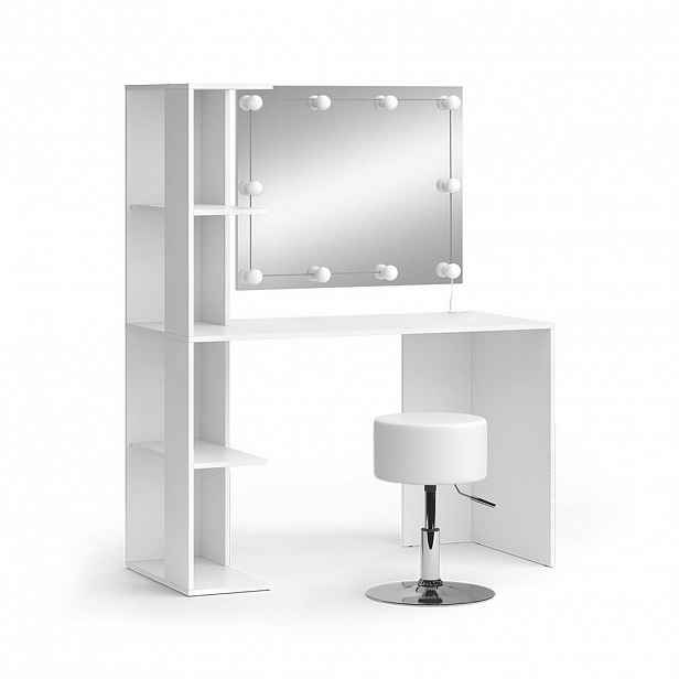 Vicco TOALETNÍ STOLEK Tower Bílá 122.2 cm s osvětlením a stoličkou