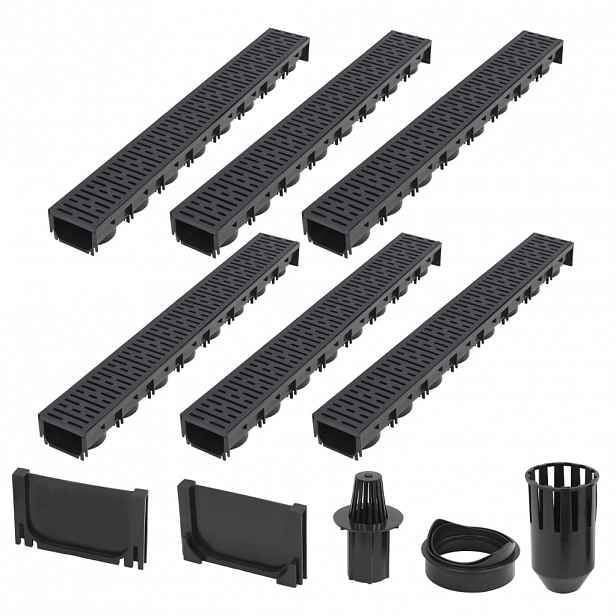 vidaXL Odtokové kanály 6 ks plast 6 m