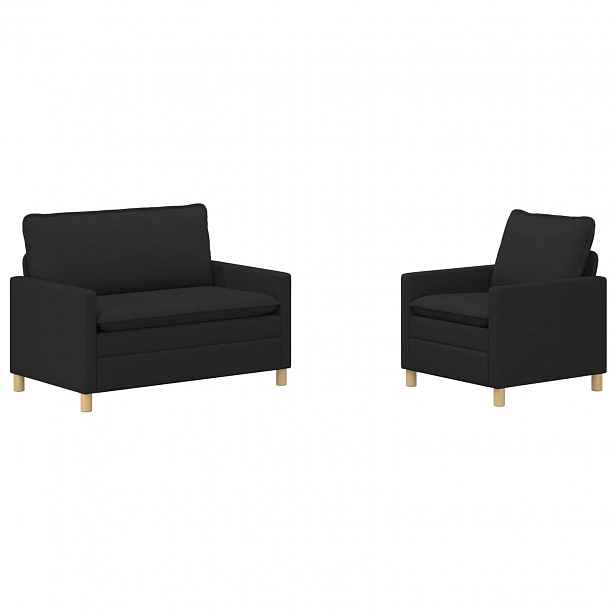 vidaXL Set pohovek 2 ks Černá Textil