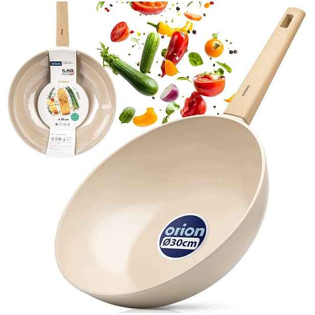 Keramická pánev wok velká hluboká na smažení dušení 30cm Orion Ecrina