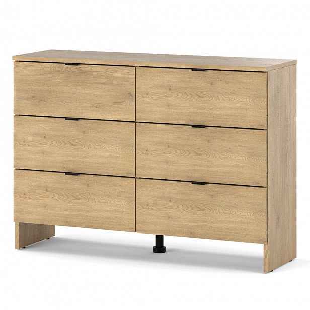 Komoda S Zásuvkami 100 CM 6S Dub Cremona Prostorná Skříňka Do Obývacího Pokoje Ložnice
