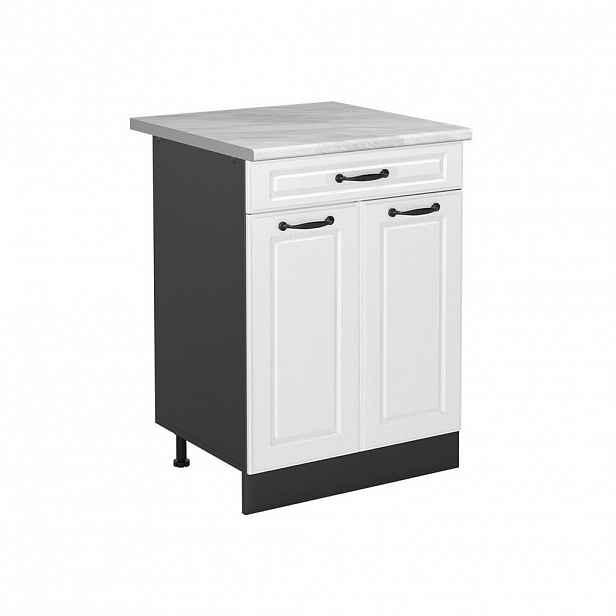 Vicco SPODNÍ SKŘÍŇKA KUCHYŇSKÉ LINKY R-Line, Bílý venkovský dům/Antracit, 60 cm se zásuvkou pracovná doska Mramor