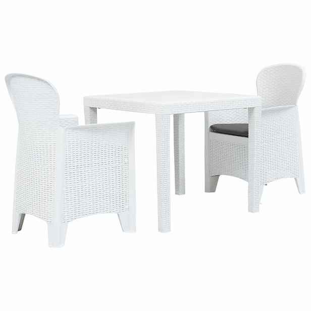 vidaXL 3dílný bistro set bílý plastový ratanový design