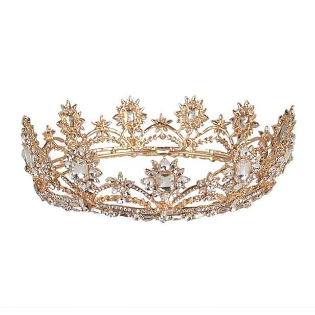 Zlatá kovová korunka s krystaly Princess - Ø 15*6 cm Clayre & Eef