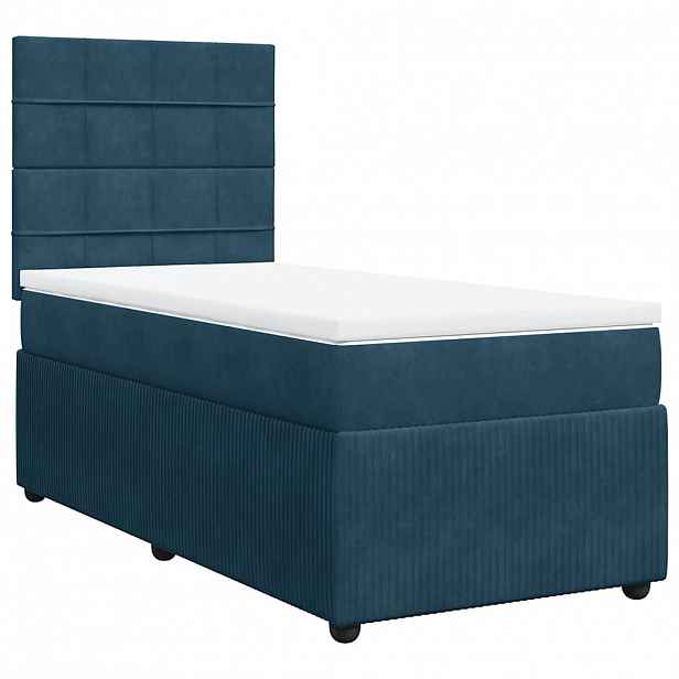vidaXL Box spring postel s matrací tmavě modrá 100x200 cm samet