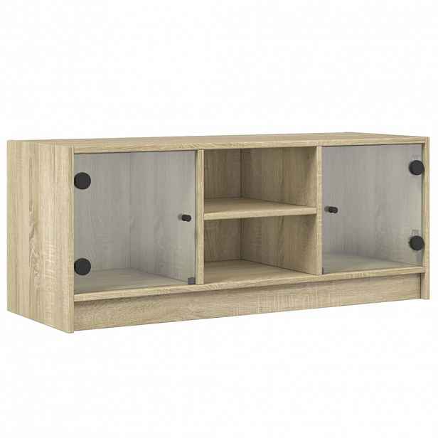 vidaXL TV skříňka se skleněnými dvířky dub sonoma 102x37x42 cm
