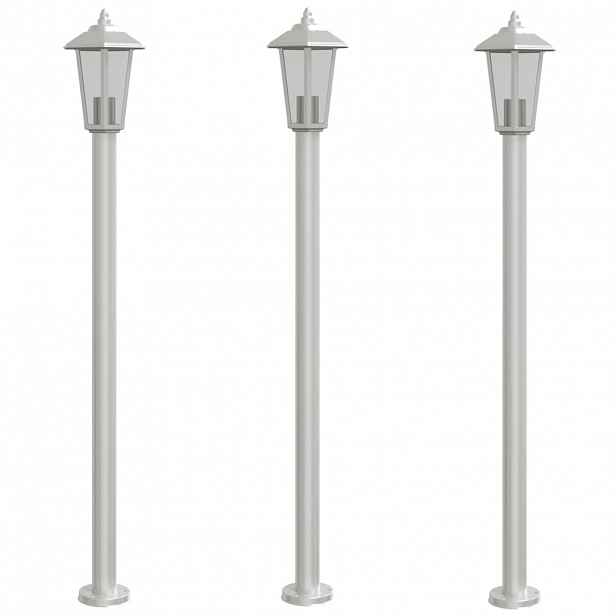 vidaXL Venkovní stojací lampy 3 ks stříbrné 120 cm nerezová ocel