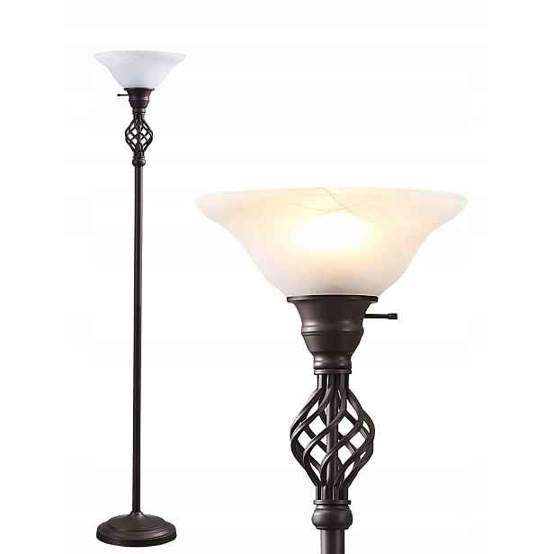 GyroVu Led stojací lampa do obývacího pokoje, skleněná lampa F
