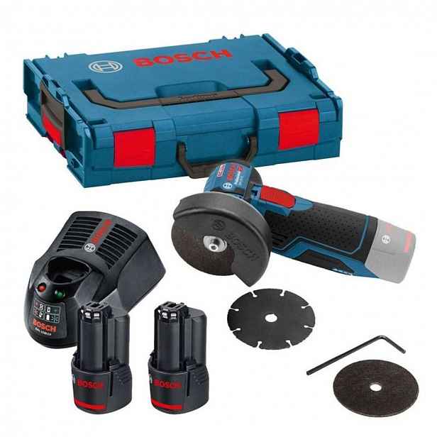 Bosch - 12V AKU úhlová bruska 76 mm, 2x aku 3,0 Ah Li-Ion, nabíječka 06019F200B