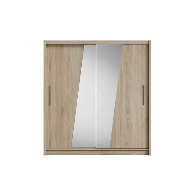 MASSENO ŠATNÍ SKŘÍŇ S POSUVNÝMI DVEŘMI RANOR, 200/215/62,5 cm 2dveřová se zrcadlem, dub Sonoma