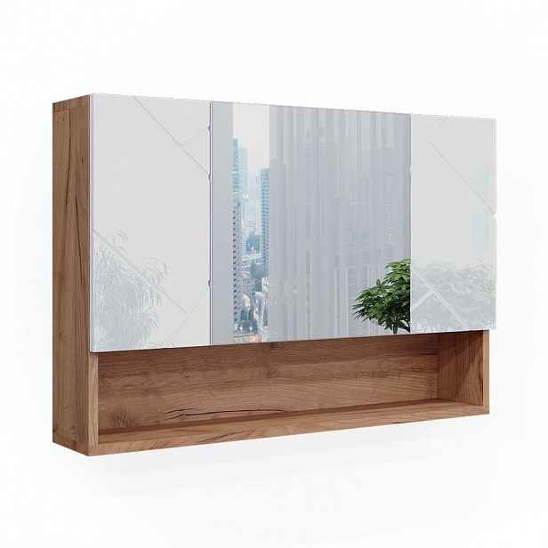 Vicco KOUPELNOVÁ ZRCADLOVÁ SKŘÍŇKA Irma Bílý vysoký lesk/zlatý dub power 80.1 x 55 cm