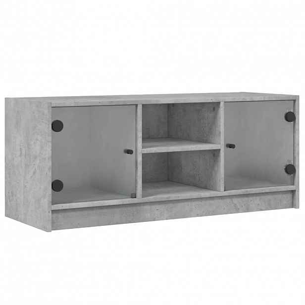 vidaXL TV skříňka se skleněnými dvířky betonově šedá 102x37x42 cm
