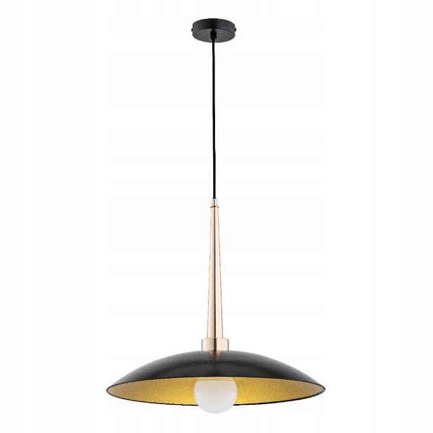 Závěsná lampa černá zlatá skleněná kopule do obývacího pokoje jídelny 48 cm Alfa