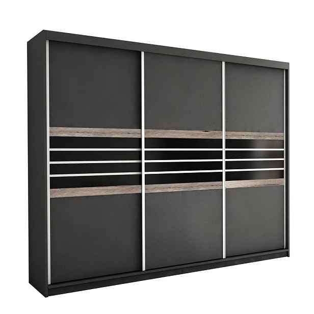 MASSENO ŠATNÍ SKŘÍŇ S POSUVNÝMI DVEŘMI RIVEN, 250/215/61 cm 3dveřová, hnědá