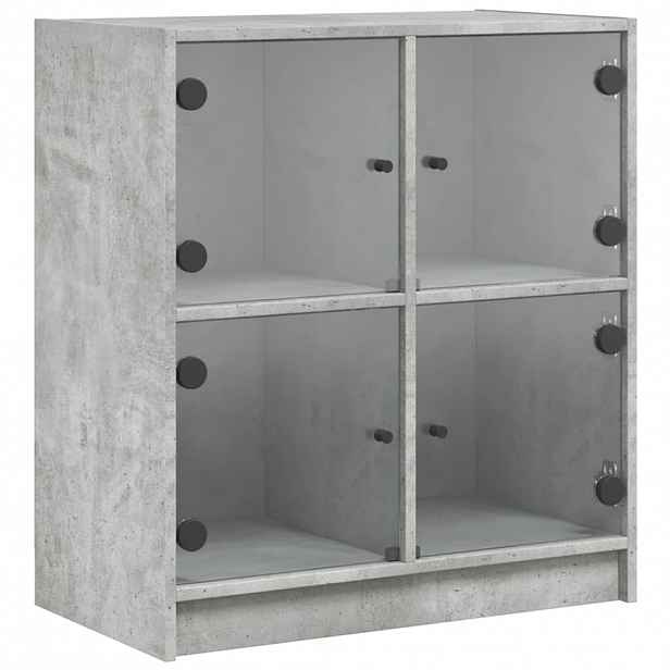 vidaXL Odkládací skříňka skleněná dvířka betonově šedá 68x37x75,5 cm