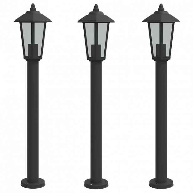 vidaXL Venkovní stojací lampy 3 ks černé 80 cm nerezová ocel