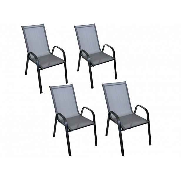 Zahradní křesla TAVERNO set 4 ks šedá/černá