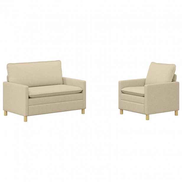 vidaXL Set pohovek 2 ks Krémová Textil
