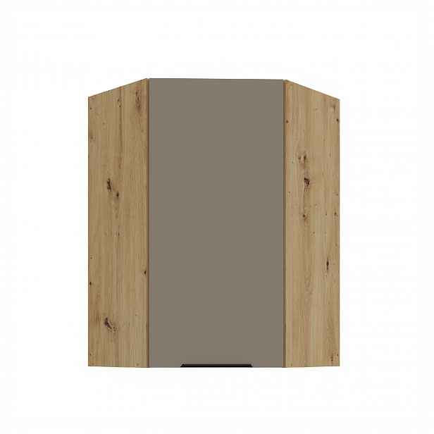 Horní rohová skříňka Aria 60x60 GN-90 1F (45°) Barva korpusu: Dub artisan, Barva dvířek: TA - Sandgrau AFM