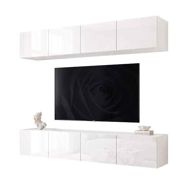 Idohome ZÁVĚSNÁ obývací stěna ANGEL I s osvětlením - bílá ve vysokém lesku