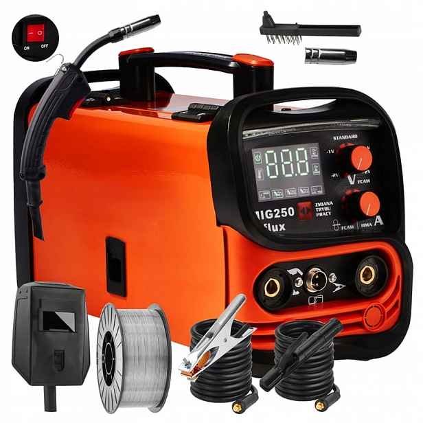 Invertorová svářečka Flux Mig Mma Lift Tig 250A Poloautomat 4v1