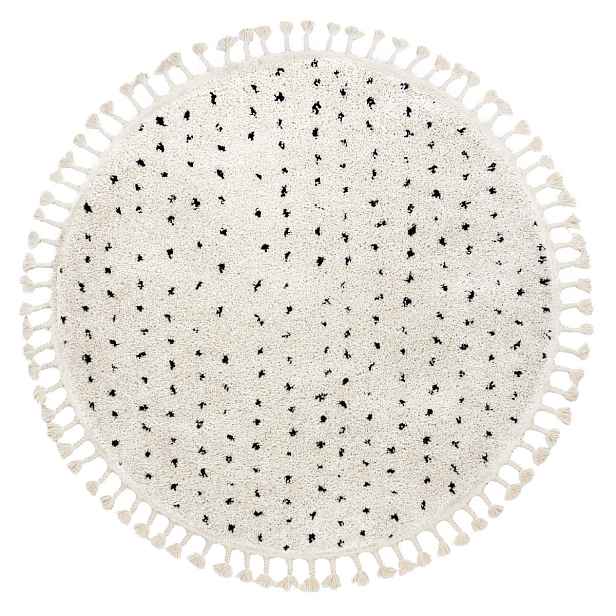 Kusový koberec Berber Syla B752 dots cream kruh, 160x160 (průměr) kruh, bílá, chodba / předsíň, Dywany Łuszczów