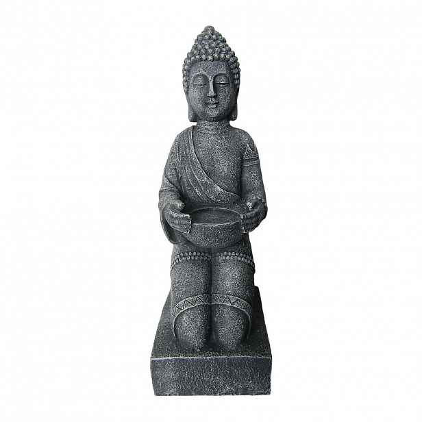 Relaxdays SOŠKA Šedá Buddha Polyresin 43 cm