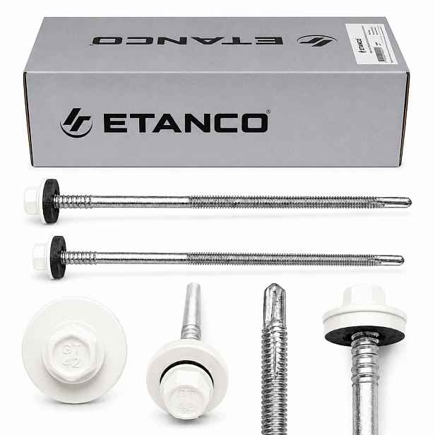 Šrouby Etanco do sendvičové desky 200 mm pro ocel do 12 mm Ral 9010 100 ks