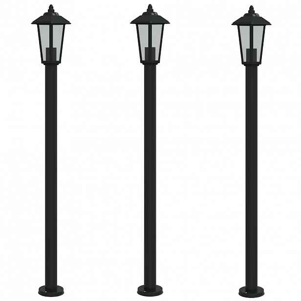 vidaXL Venkovní stojací lampy 3 ks černé 120 cm nerezová ocel