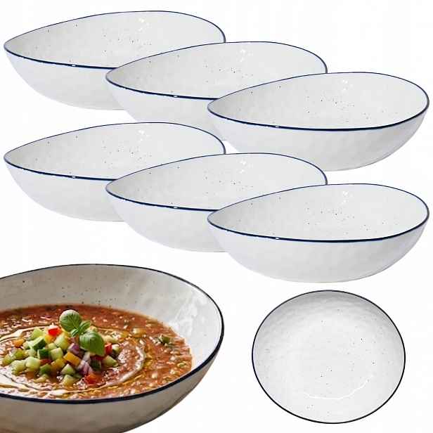 Komplet Hlubokých Talířů 20 cm 6 ks Pebbles oválný moderní porcelán