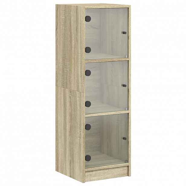 vidaXL Highboard se skleněnými dvířky dub sonoma 35 x 37 x 109 cm