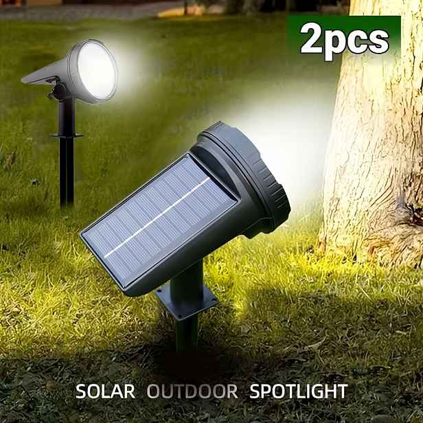 TEMU 2ks 110LED Solární Reflektor, IP55 Venkovní Solární Zahradní Světlo, Nastavitelná Jasnost, Vhodné pro Zahradu, Dvůr, Stromy, Dvorek, Příjezdovou
