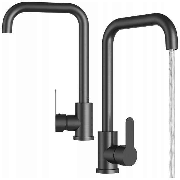 Kuchyňská Baterie Do Dřezu Gun Grey Vysoká, Zaoblená Ocel