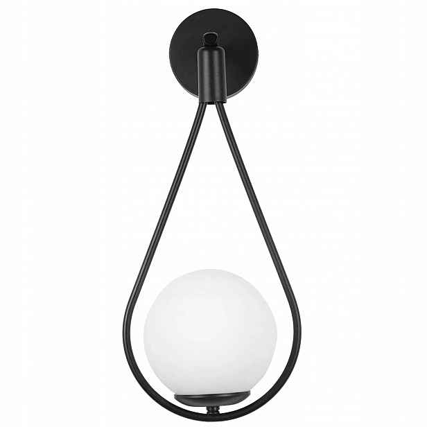Nástěnné svítidlo Černá kovová lampa s bílým kulatým stínidlem E27 Moderní loft