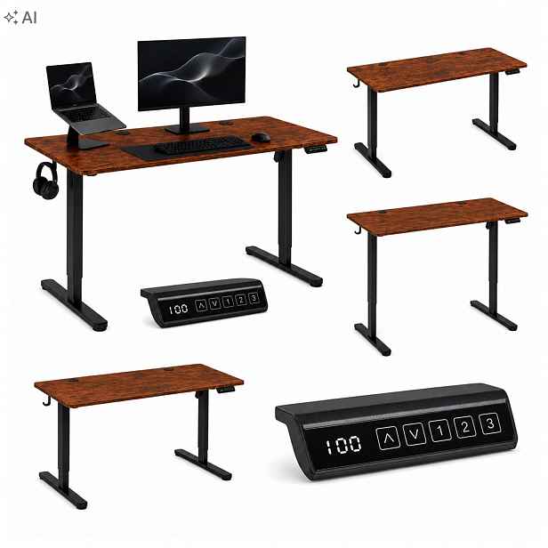 Elektrický psací stůl 120 x 60 cm Regulace výšky 72-118 cm Dub Starý