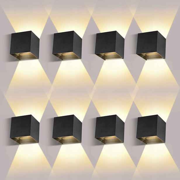 Ledmo Led nástěnná lampa 12W IP65 Černá 2700-3000K 8 ks černá
