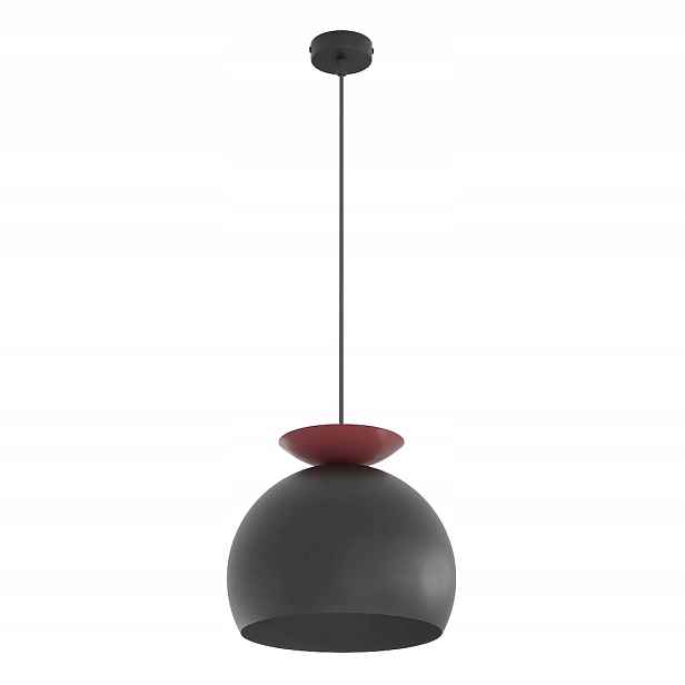 Moderní černo-burgundová závěsná lampa s kulatým stínidlem e27 15w Emibig