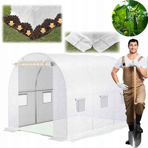 Skleníková clona 3x2x2 m Pe 6 m² Ventilační rolety Hrana 15 cm Stabilní