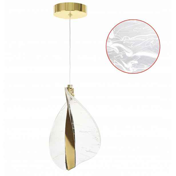 Závěsná Led stropní lampa Zlatá 20 cm Průsvitná Moderní bílý vzor