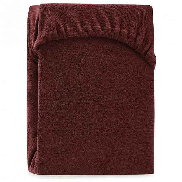 Hnědé elastické prostěradlo na dvoulůžko AmeliaHome Ruby Brown, 220-240 x 220 cm