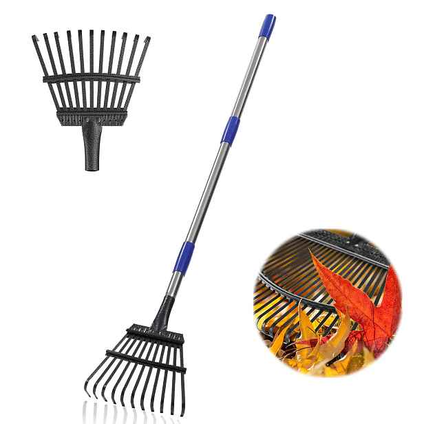 Hrábě Na Listí Zahradní 11 Zubů Kovové Nastavitelné 91-198 CM 21,5 CM